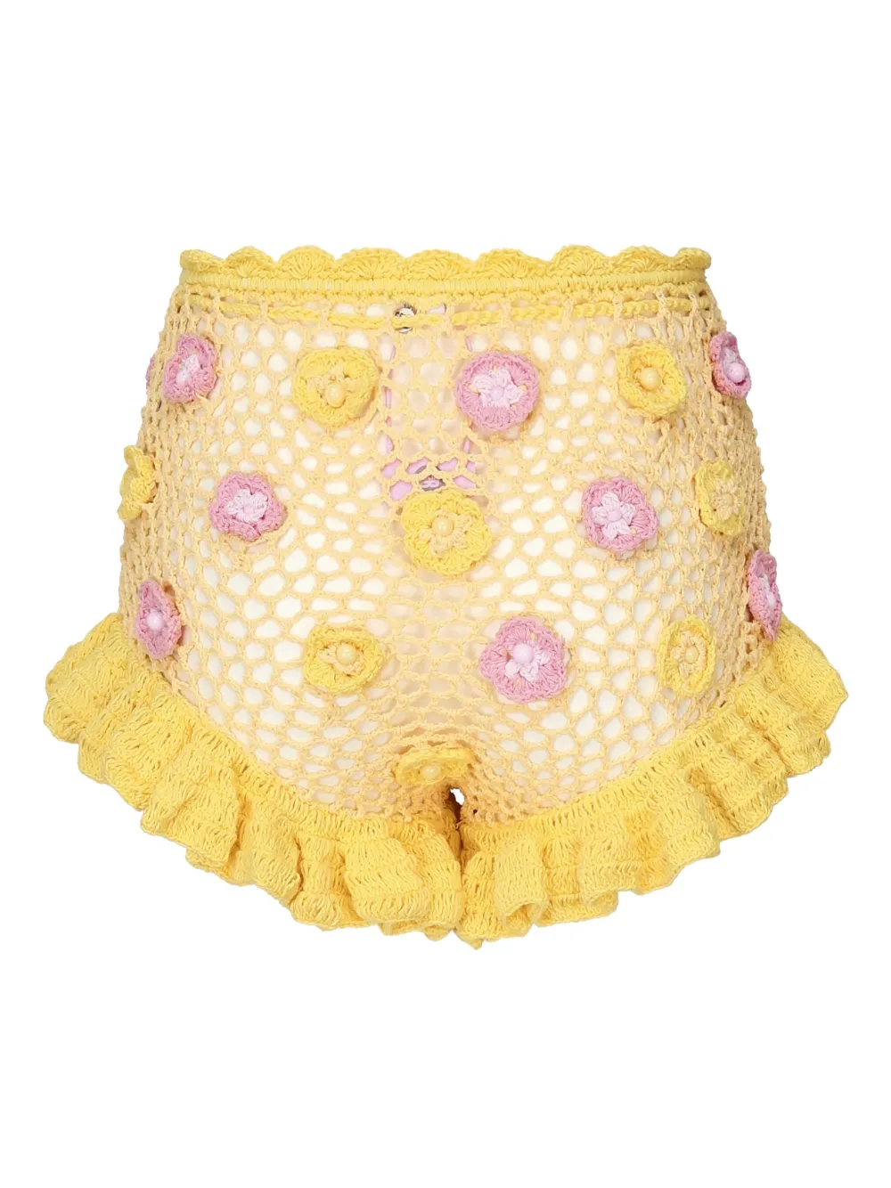 Celia B crochet-knit shorts - Geel