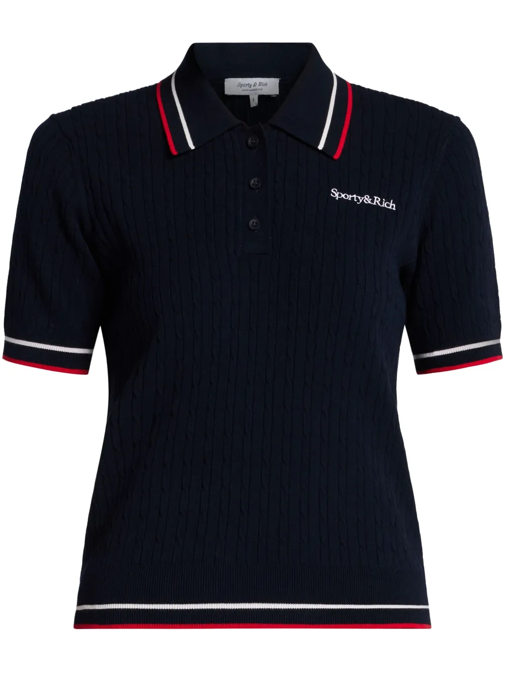 Sporty & Rich Polotop met geborduurd logo Blauw