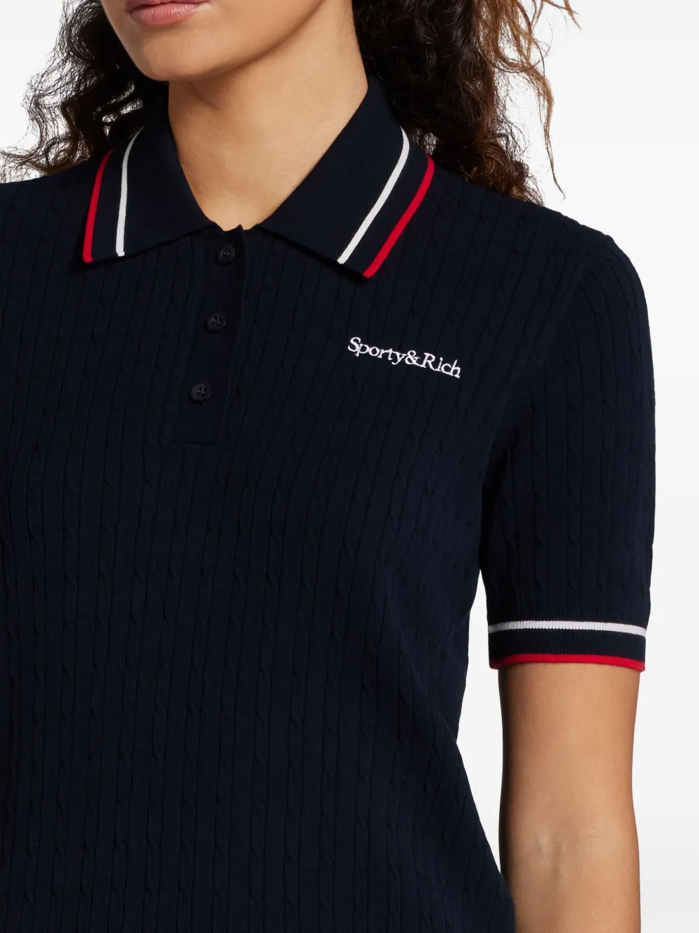 Sporty & Rich Polotop met geborduurd logo Blauw