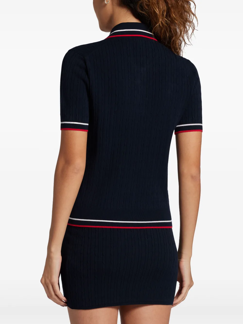 Sporty & Rich Polotop met geborduurd logo Blauw