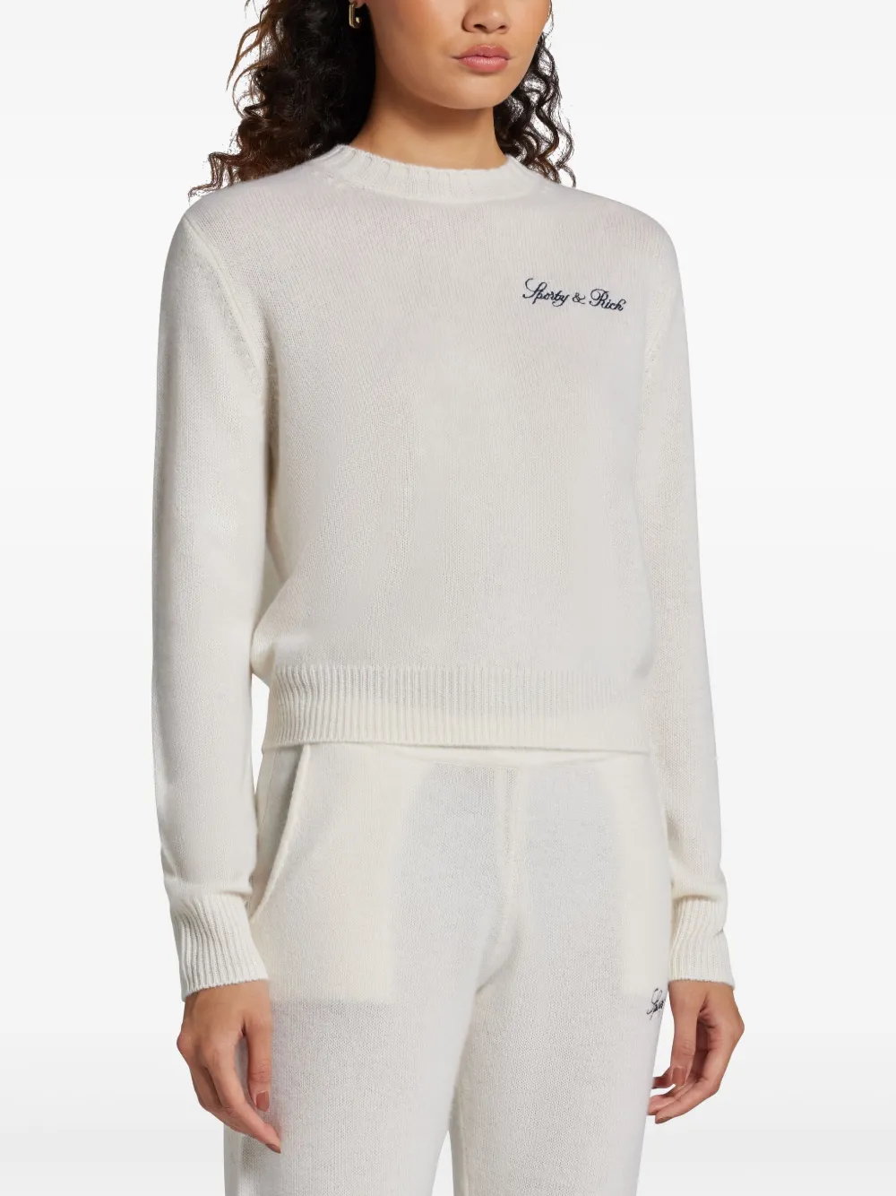 Sporty & Rich Trui met geborduurd logo Wit