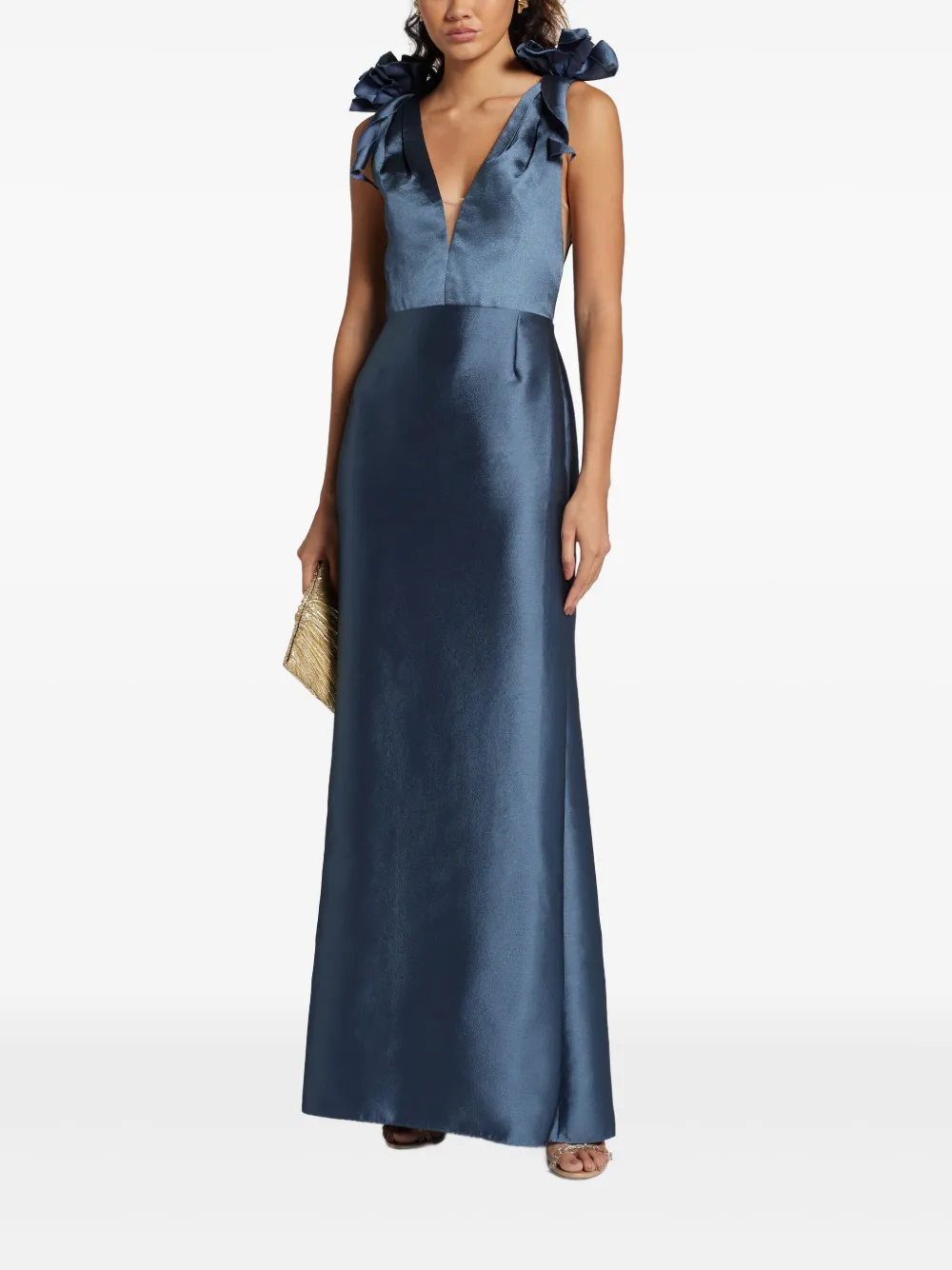 Marchesa Notte satin dress - Blauw