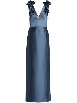 sachin and babi light blue dress Marchesa Notte Tiered Printed Cocktail Dress