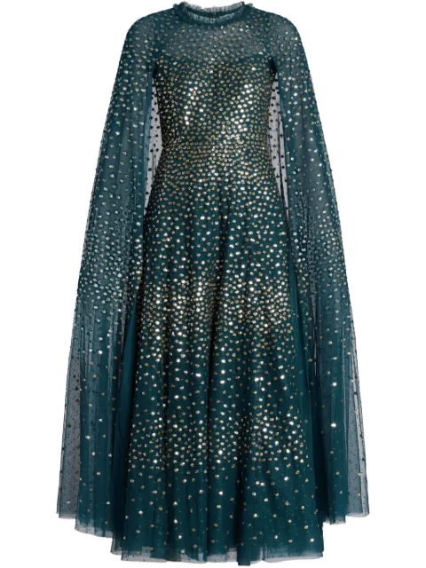 Needle & Thread sequined cape dress 