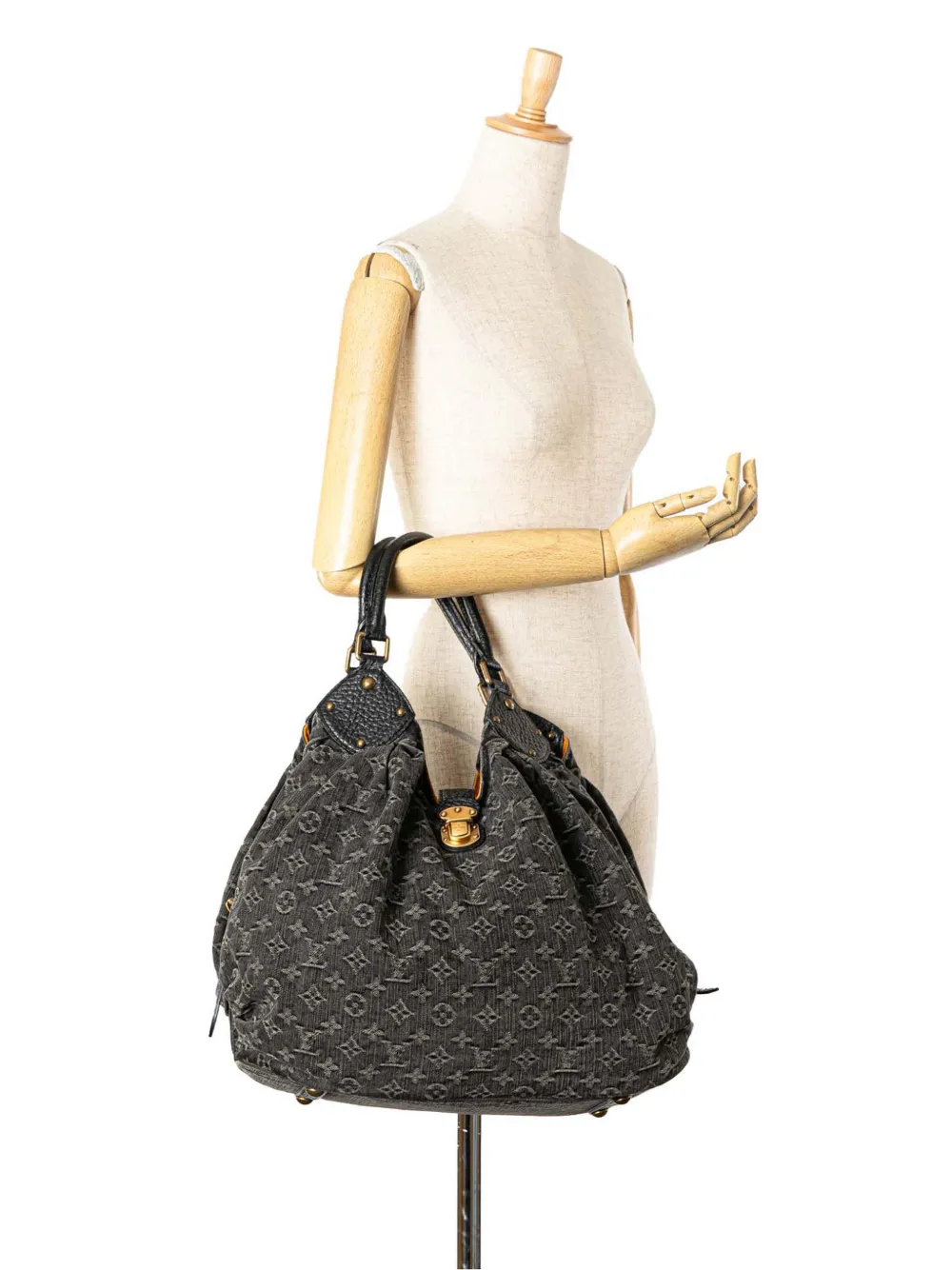 Louis Vuitton Pre-Owned 2007 Monogram Denim Mahina XL hobo tas - Zwart