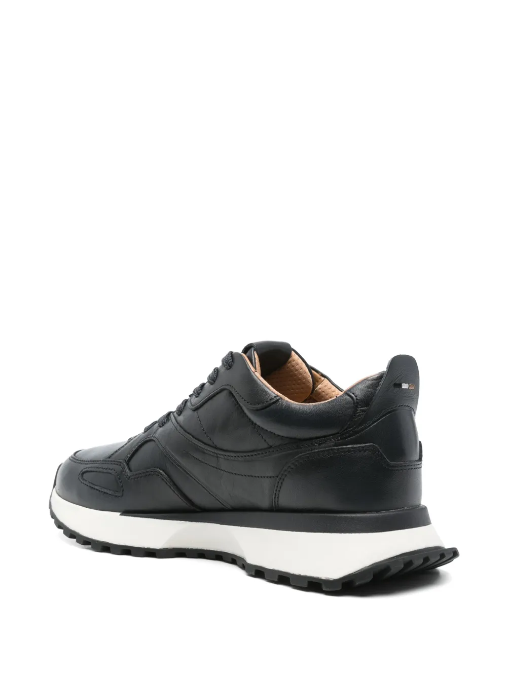 BOSS burnished-leather sneakers Blue