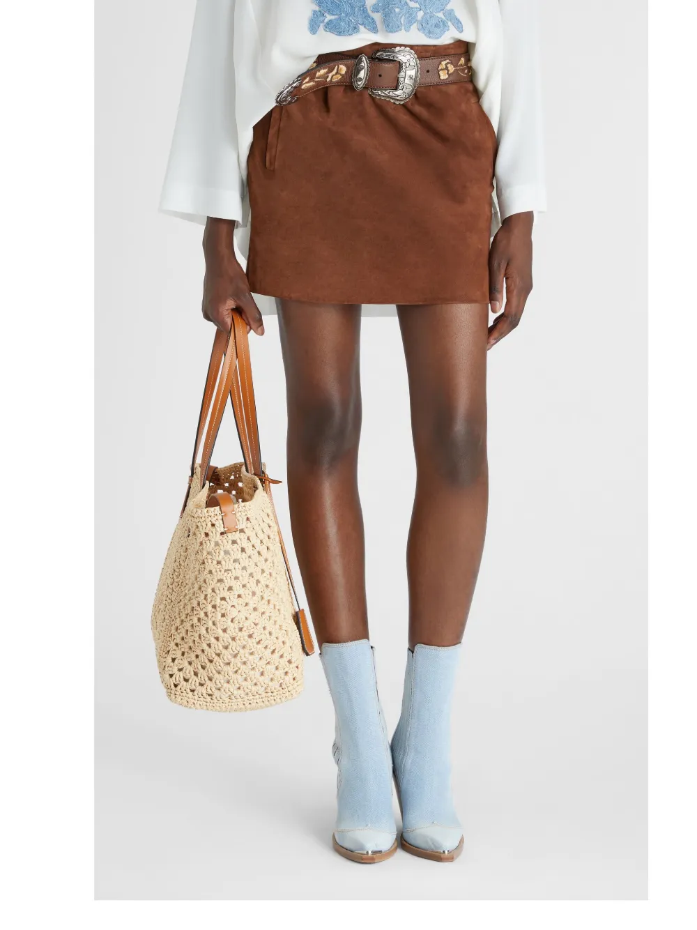 Ermanno Scervino Suède mini-rok Bruin