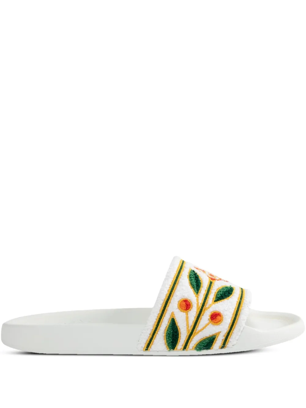 Casablanca embroidered terry-cloth slides White