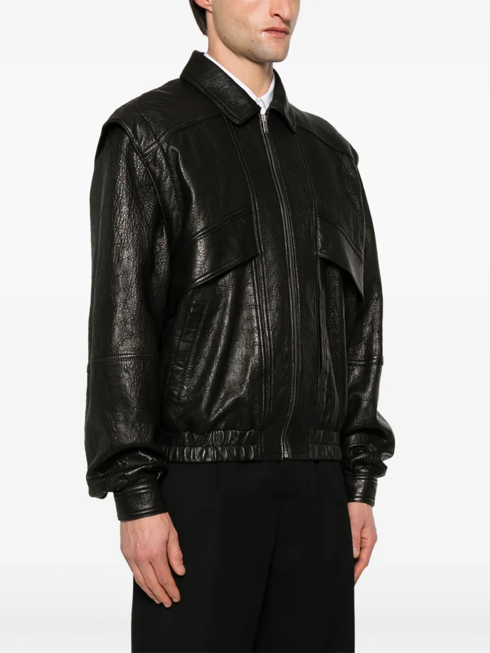 Saint Laurent Leren jack Zwart