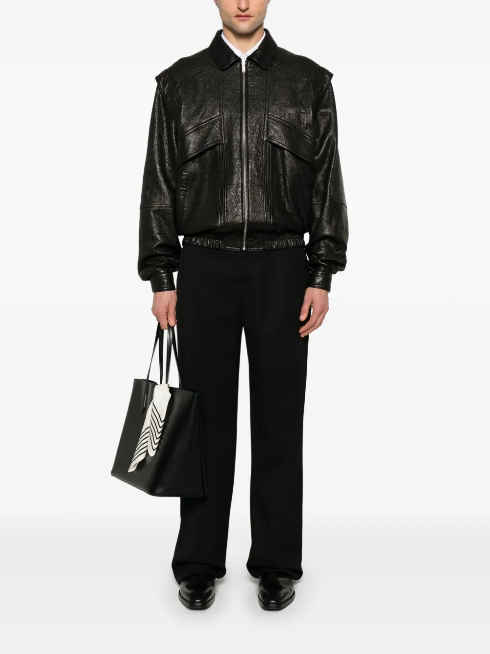 Saint Laurent Leren jack - Zwart