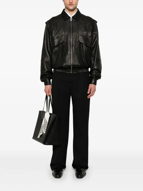 ジャケット・アウター SAINT LAURENT coated jacket black 44 Saint Laurent Leather Jacket Paris Studded Black Biker Hedi