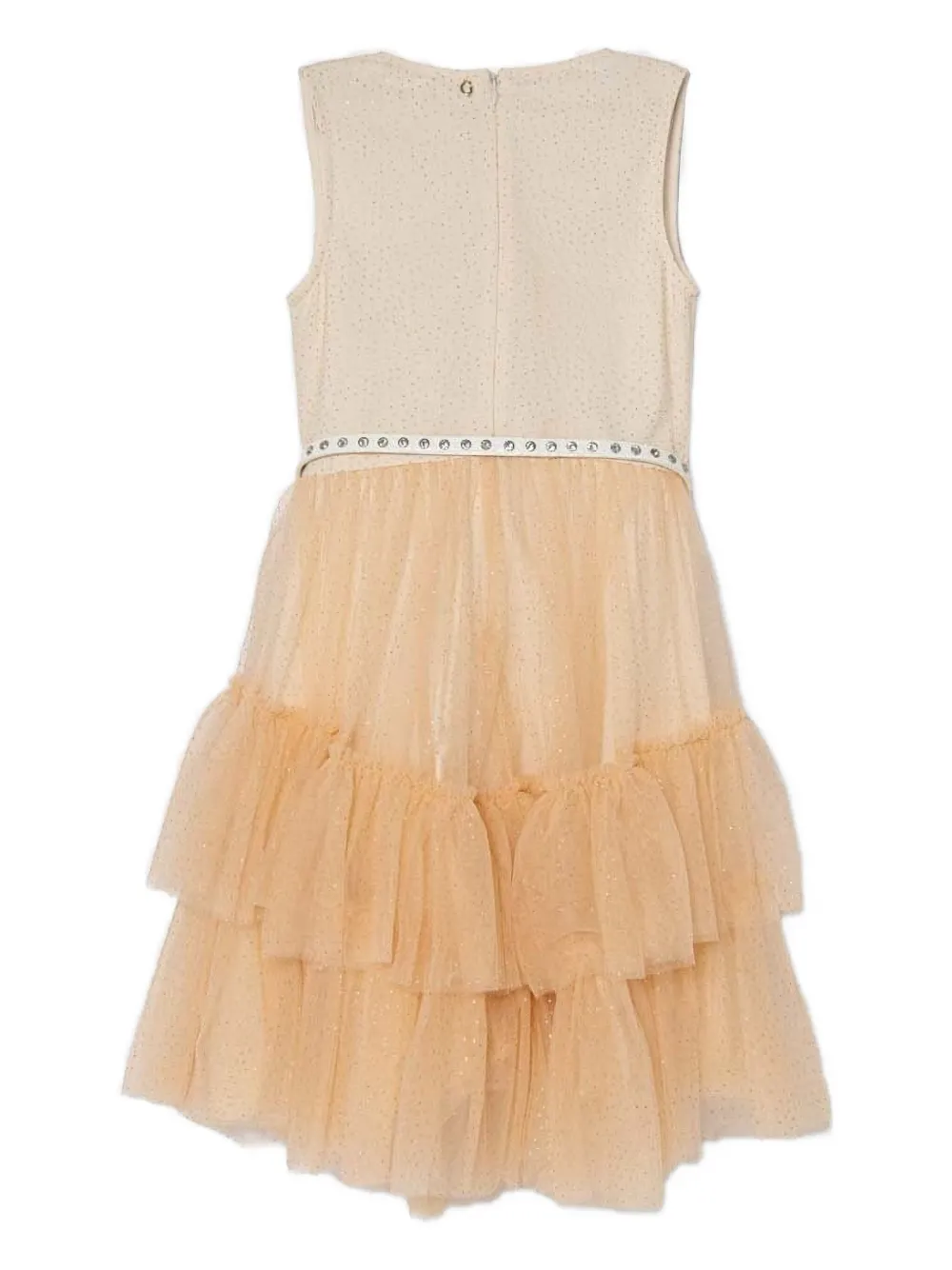 guess kids glitter-embellished tiered dress Oranje