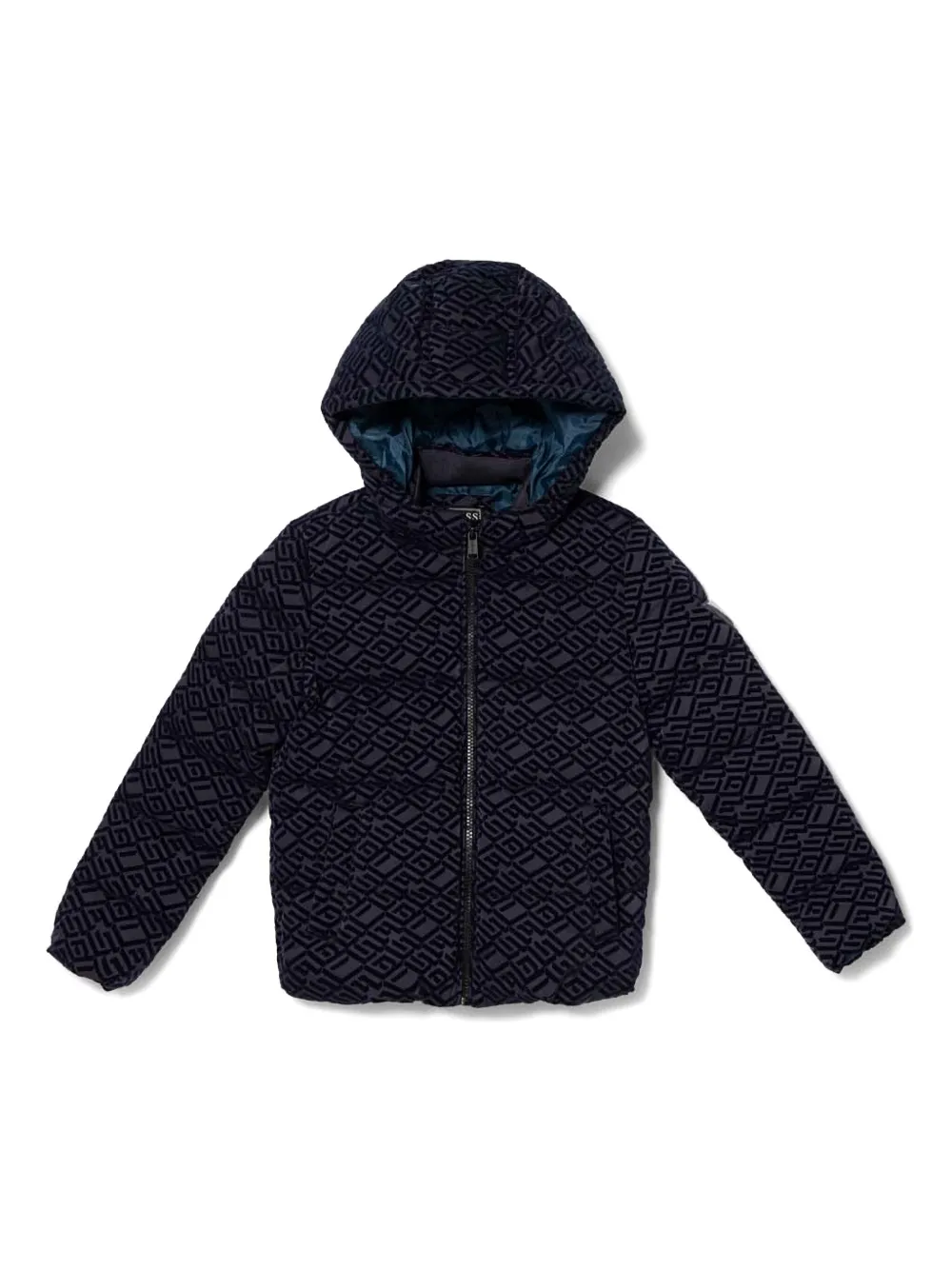 Guess kids Donsjack met all-over logo Blauw