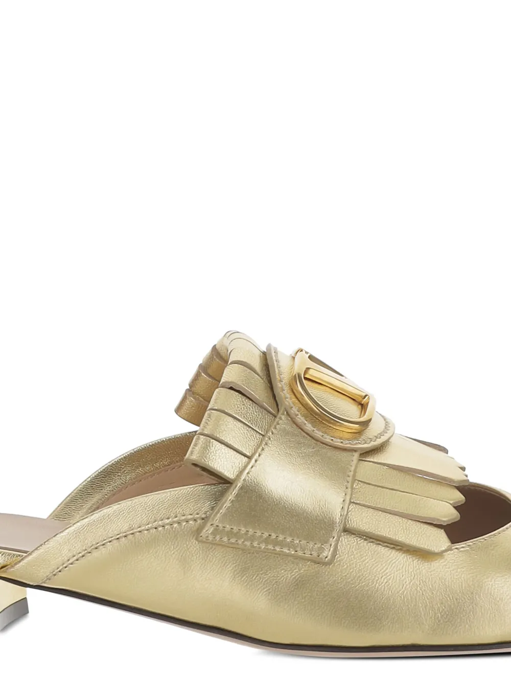 Valentino Garavani logo-plaque leather mules Gold