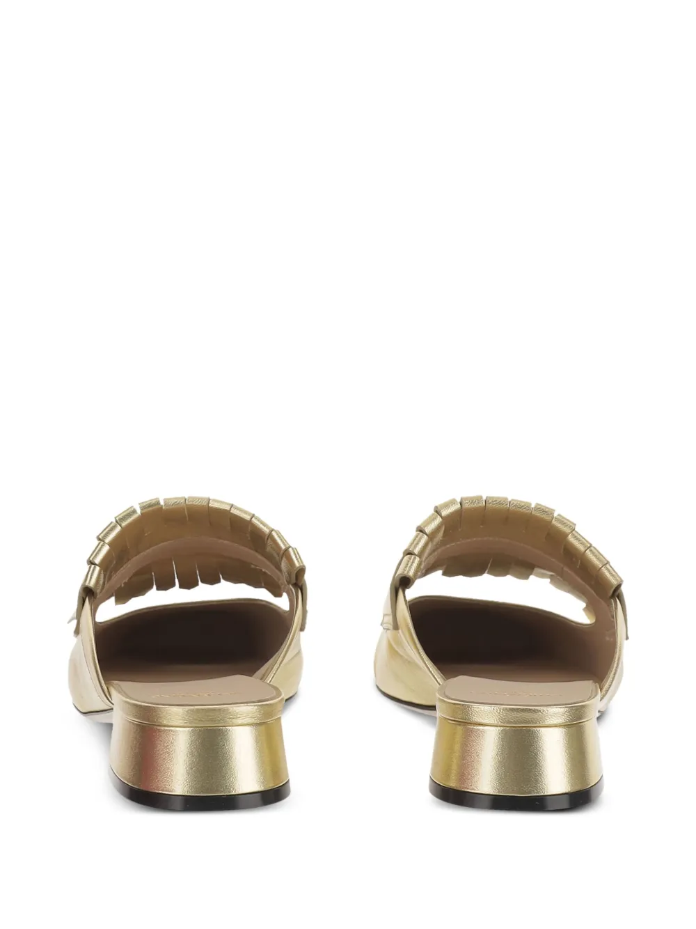 Valentino Garavani logo-plaque leather mules Gold