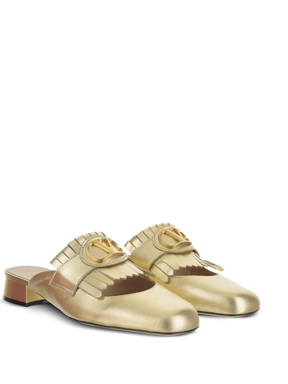 Valentino Garavani logo-plaque leather mules - Goud