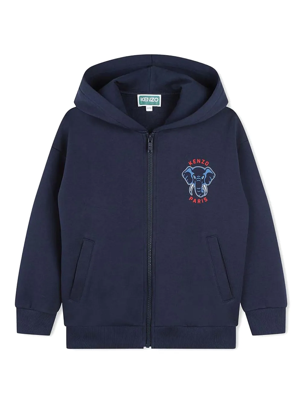 Kenzo Kids Hoodie met olifantprint en rits Blauw