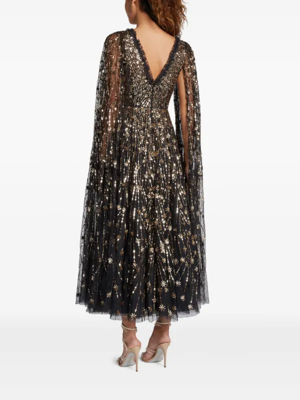 chinese dress ladies Amoris T906 Sequin Lace Gown Detachable Sheer Cape Overlay Eggplant / S main image 1