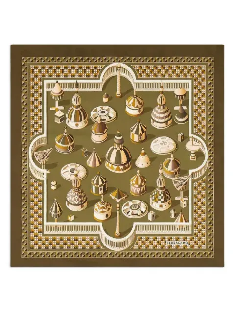 Ferragamo geometric-print silk scarf