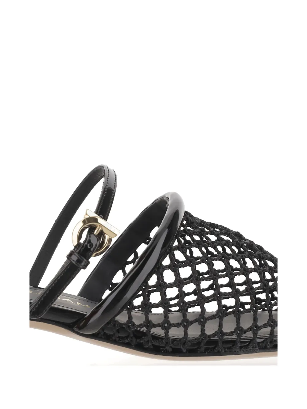 Ferragamo Mesh And Leather Mules In Black