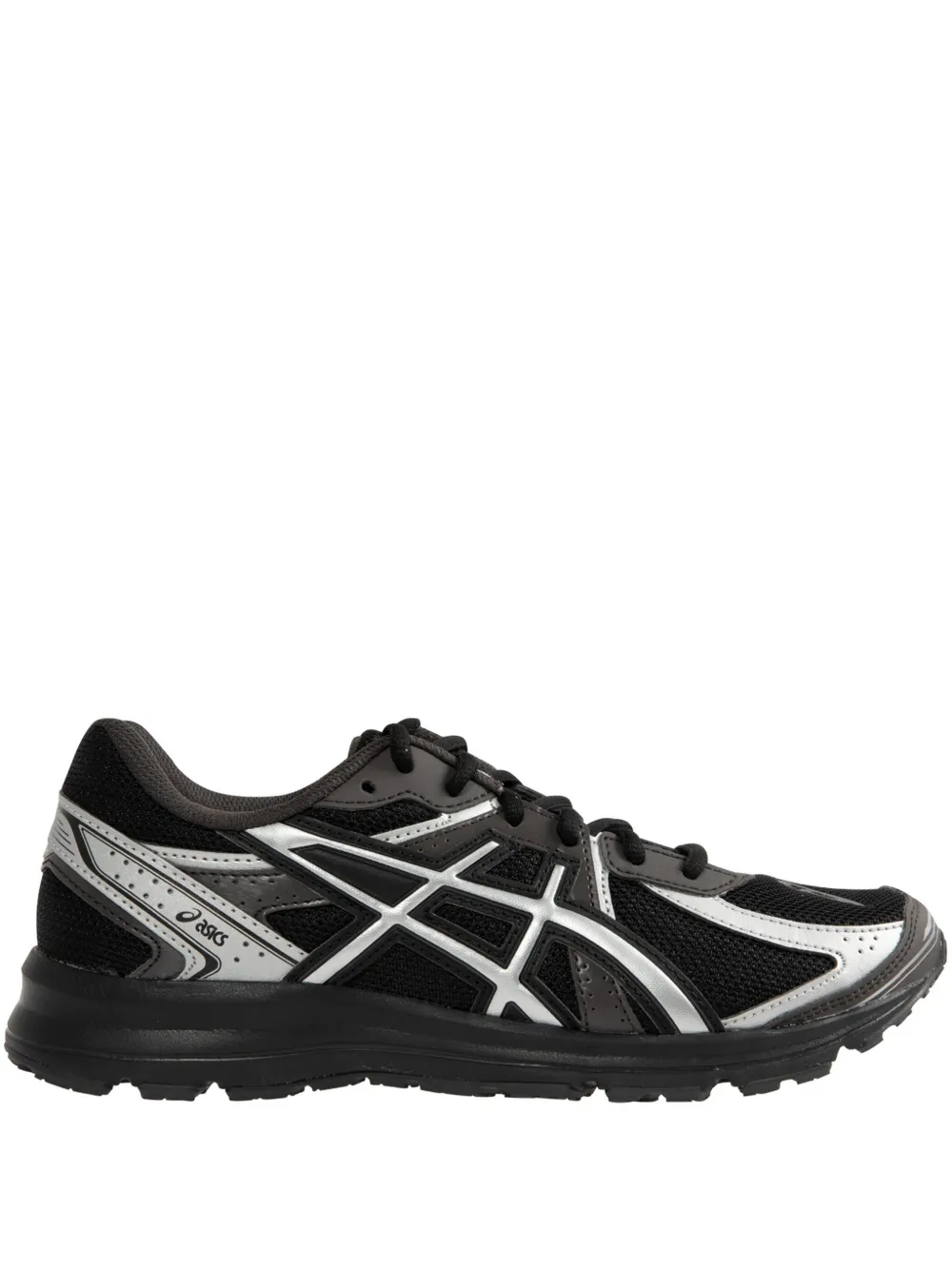 Asics Mens Black Pure Silver Jog 100s Metallic-trim Mixed-material Trainers In Black