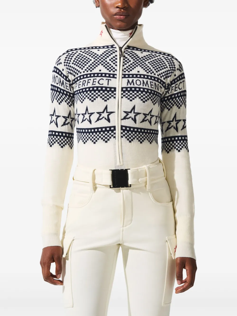 Perfect Moment Intarsia-knit Merino Wool Bodysuit Xl In White