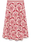 FARM Rio tropical cameo-print midi skirt - White