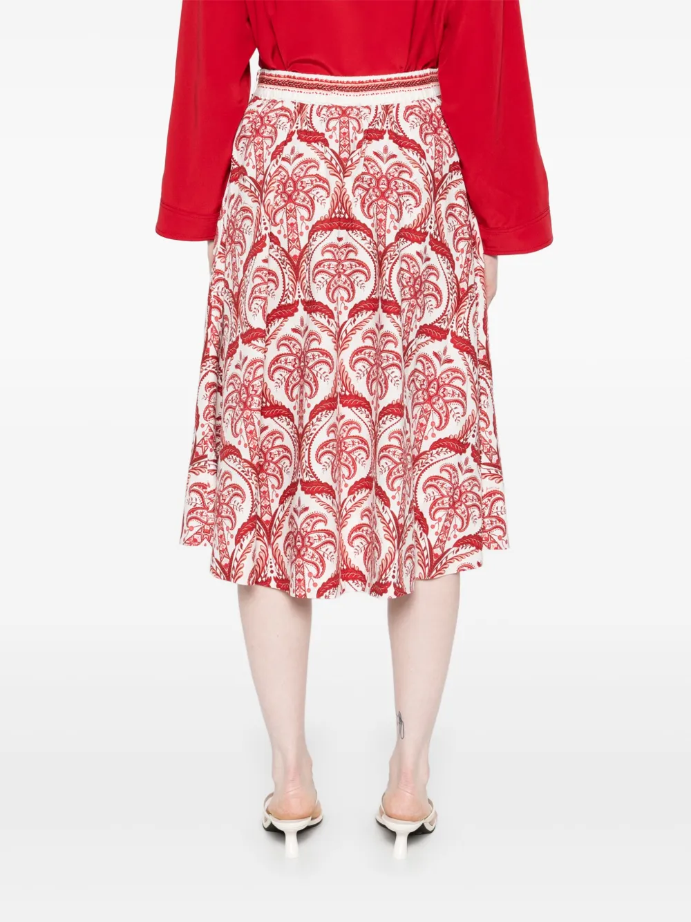 FARM Rio Midi-rok met tropische print Wit