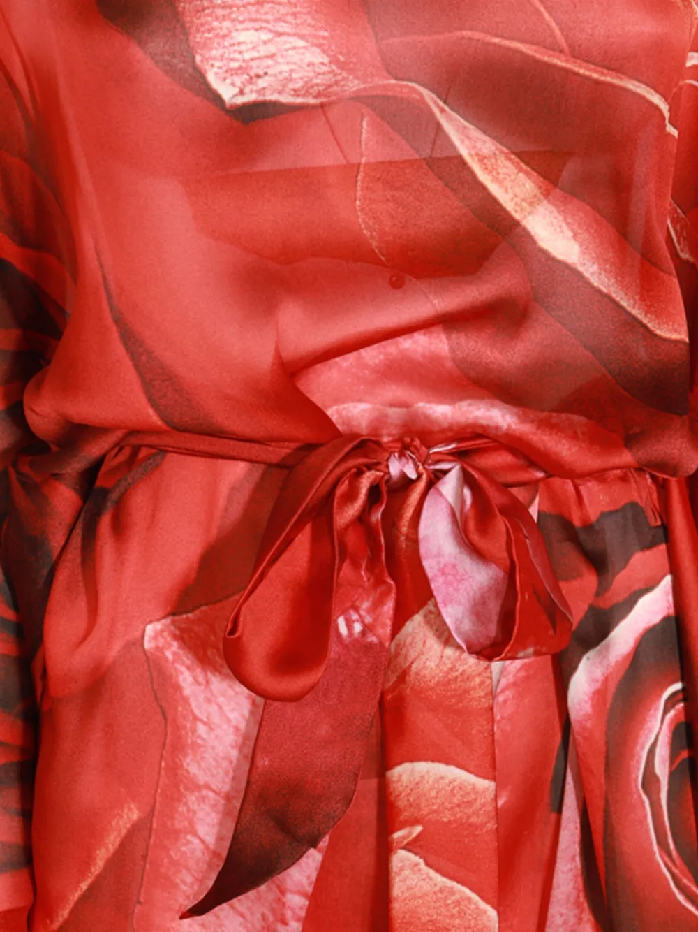ROBERTO CAVALLI ROSE-PRINT SILK KAFTAN DRESS
