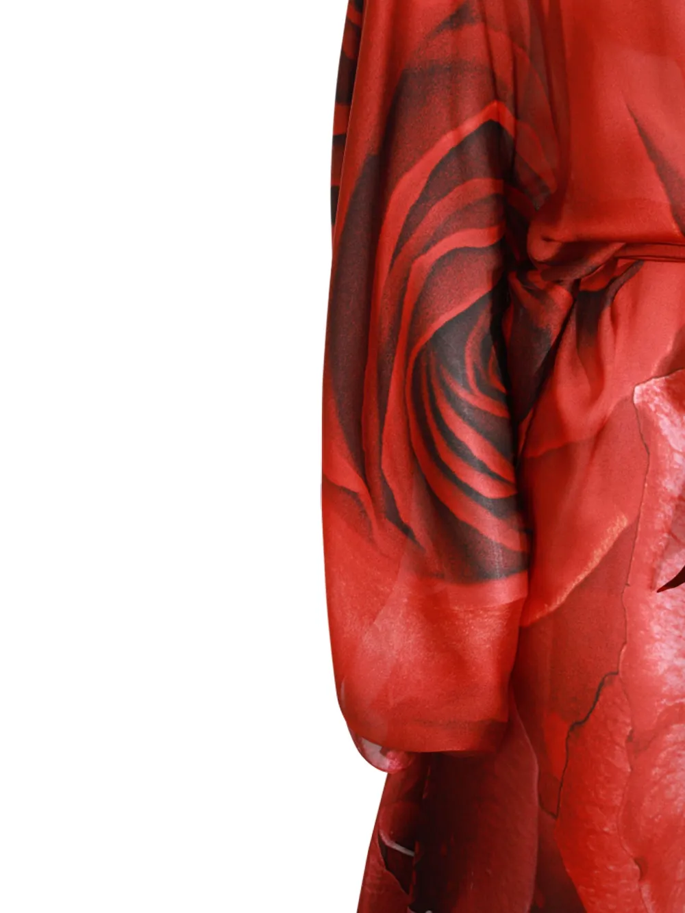 ROBERTO CAVALLI ROSE-PRINT SILK KAFTAN DRESS