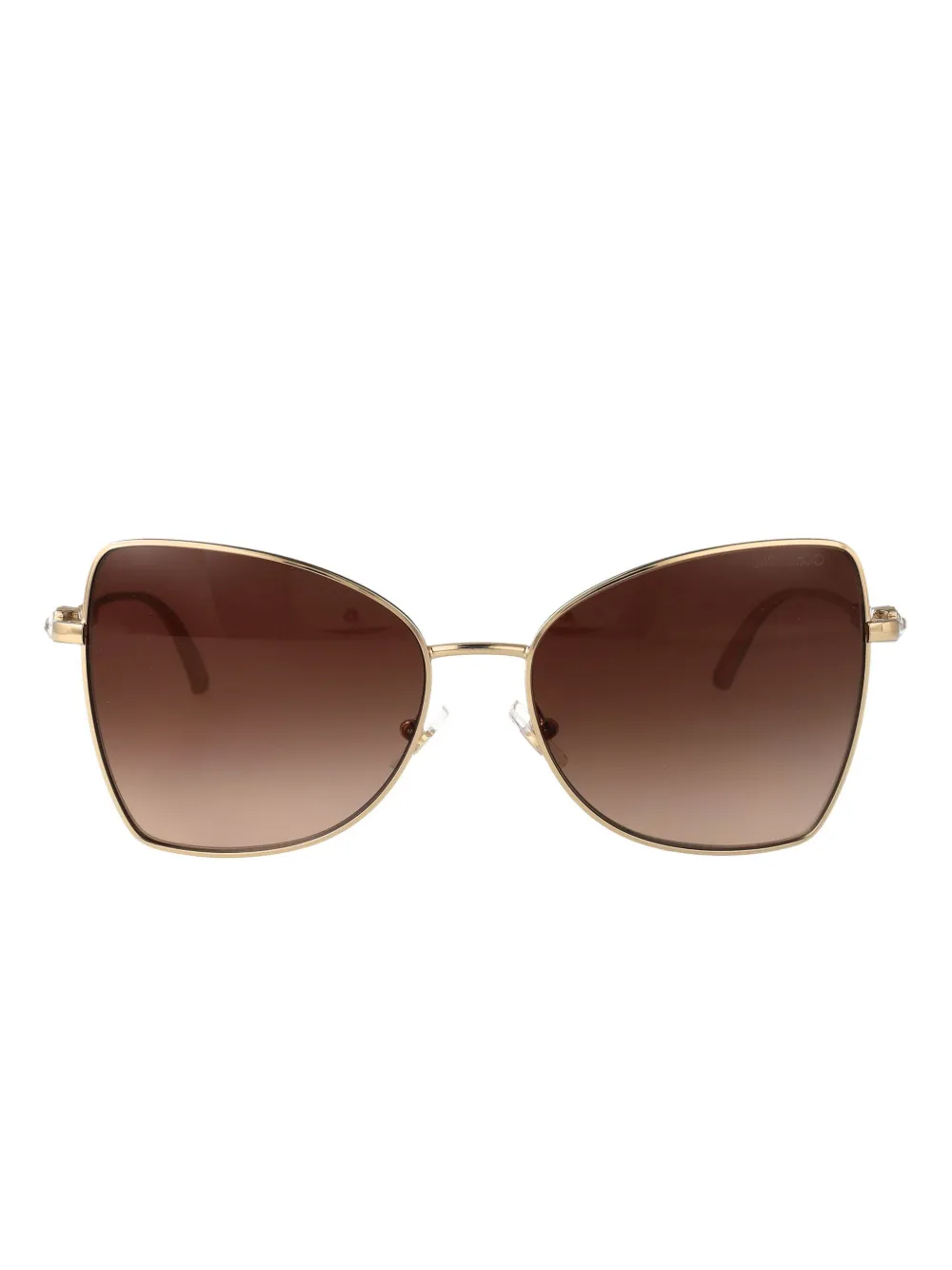 Shop Jimmy Choo Crystal-embellished Sunglasses In Gold