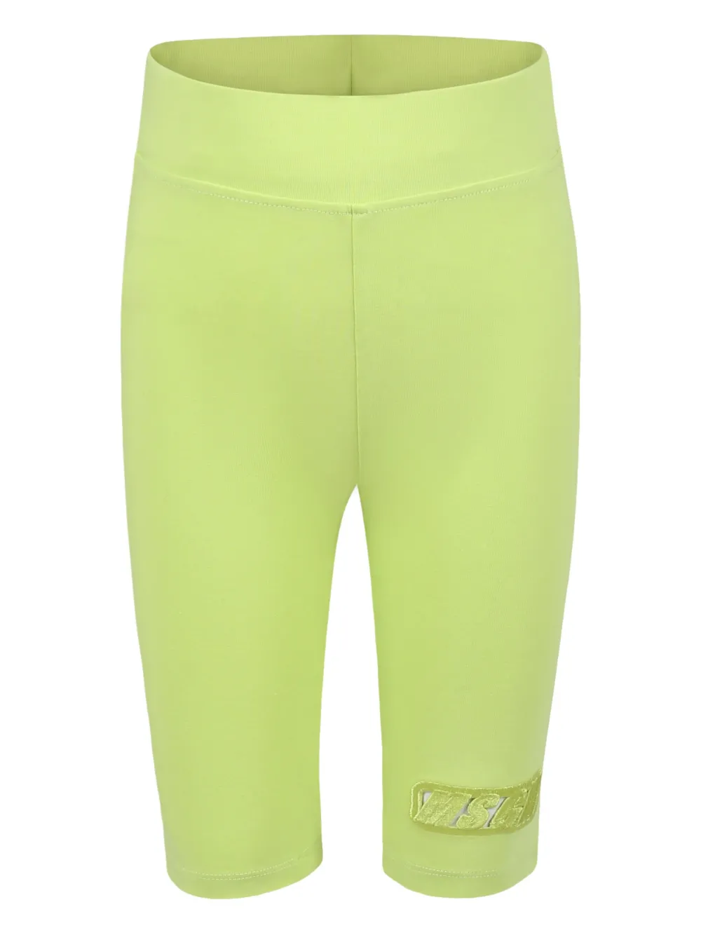 Msgm Logo-appliqué Capri Leggings In Green