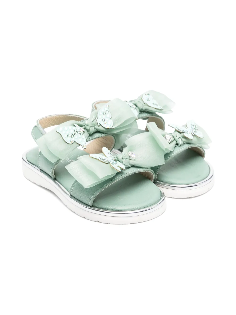 BabyWalker organza-bow sandals Green