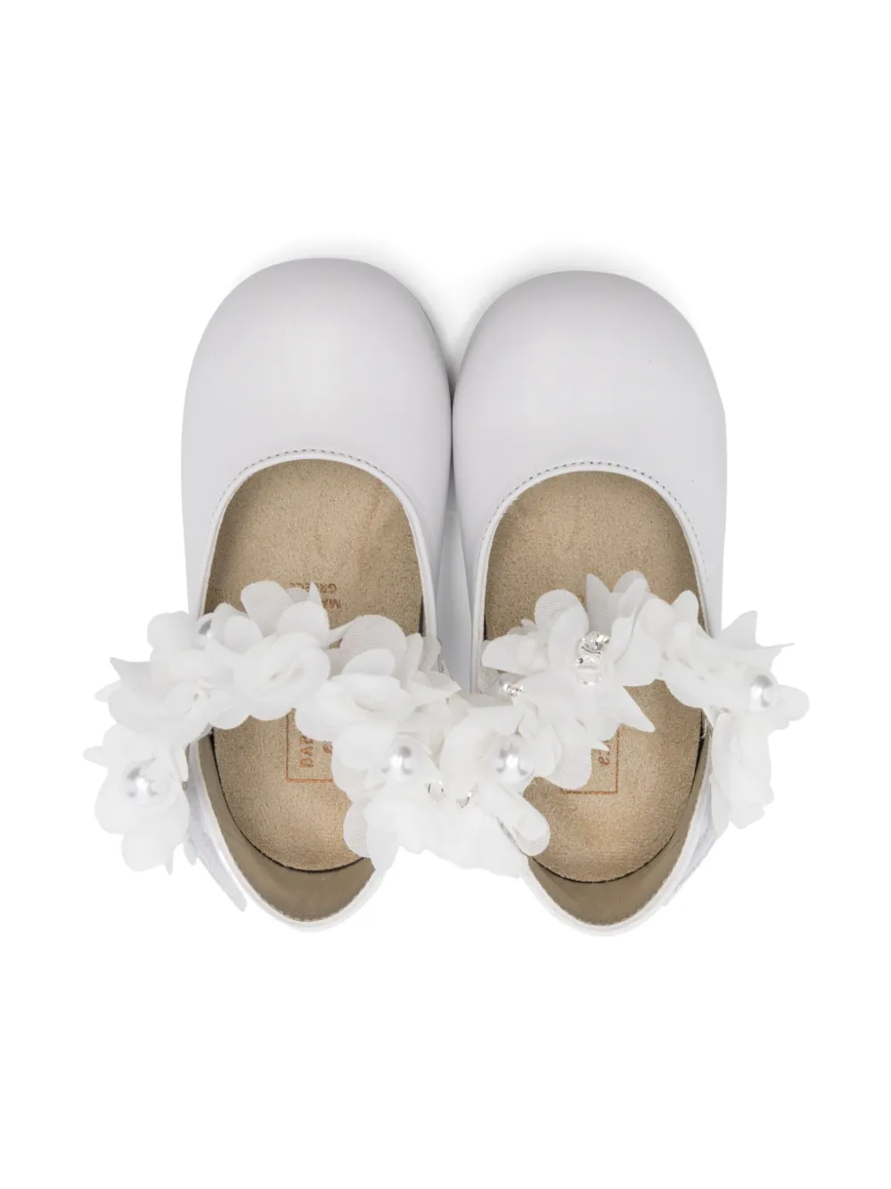 BabyWalker floral-appliqué ballet flats White