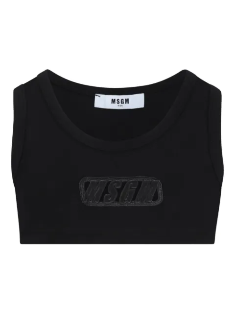 MSGM Kids logo-appliqué top