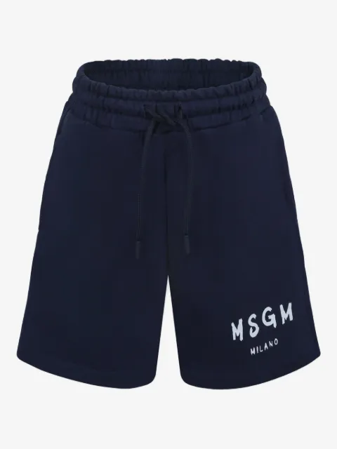 MSGM Kids logo-print cotton shorts
