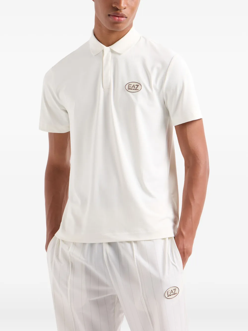 Ea7 Emporio Armani logo-appliqué polo shirt | White | Image 1