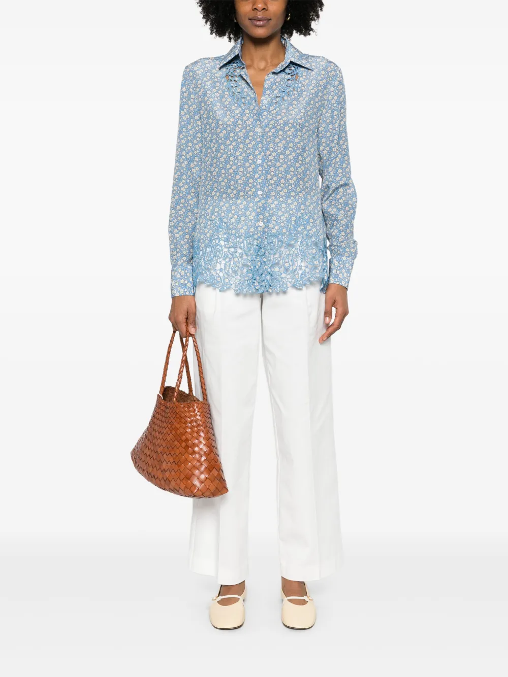 Ermanno Scervino Blouse met bloemenprint - Blauw