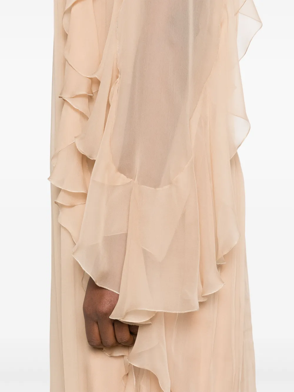 Alberta Ferretti Maxi-jurk met ruches Beige