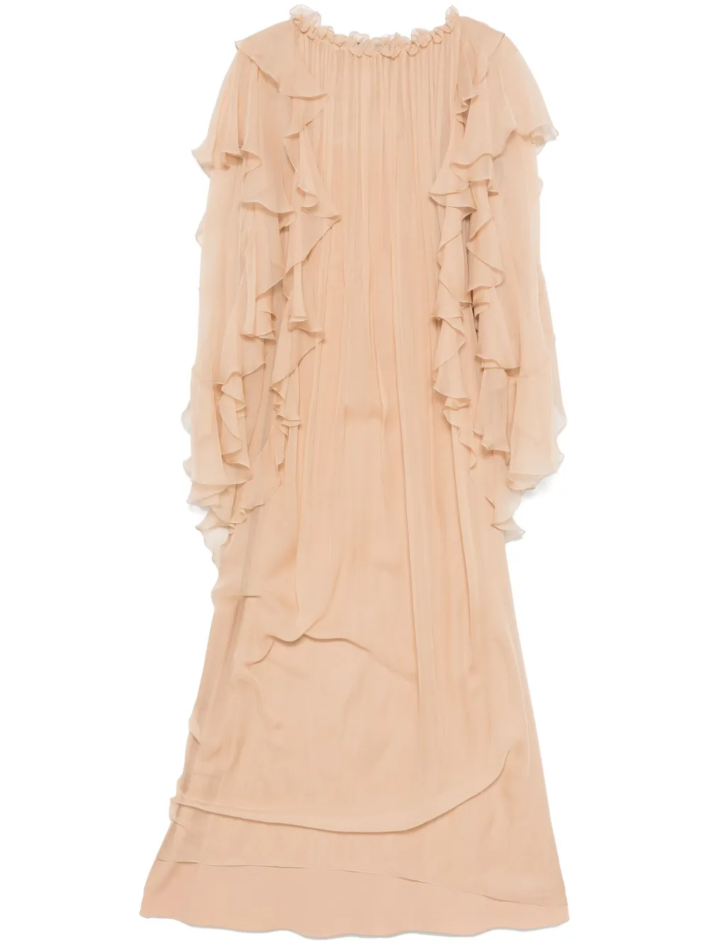 Alberta Ferretti Maxi-jurk met ruches Beige