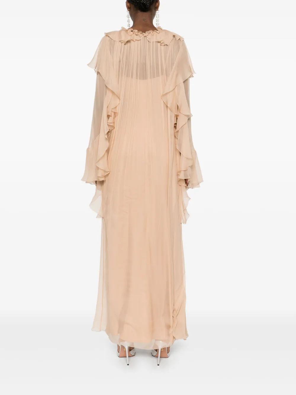 Alberta Ferretti Maxi-jurk met ruches Beige