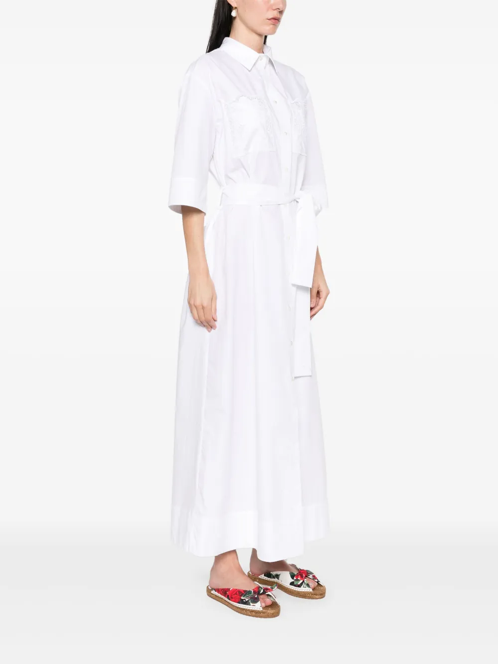 P.A.R.O.S.H. Maxi-jurk met geborduurde bloemen Wit