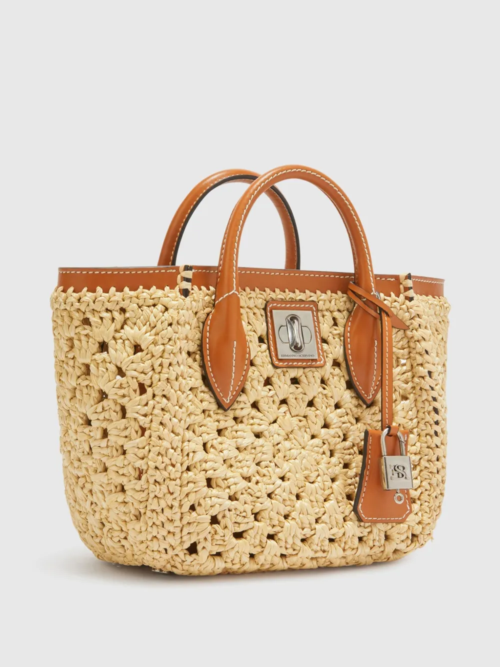 Ermanno Scervino Shopper met gegraveerd logo Beige