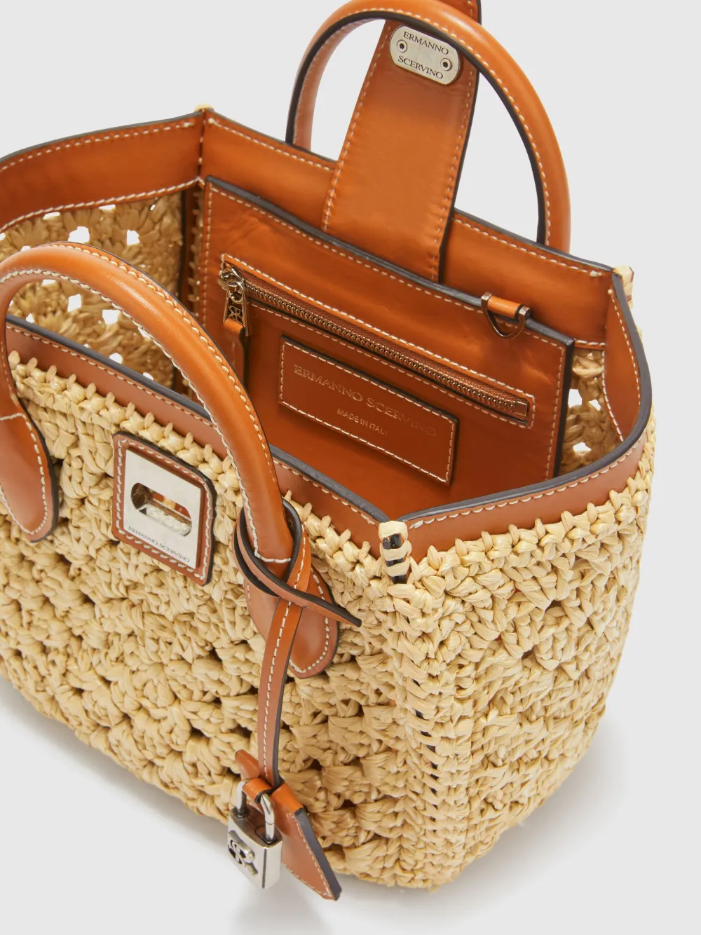 Ermanno Scervino Shopper met gegraveerd logo Beige