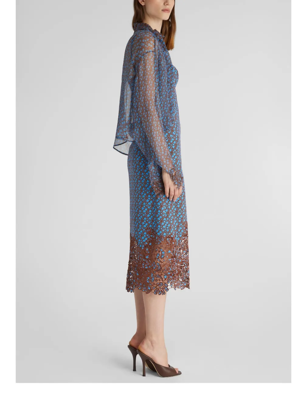 Ermanno Scervino Midi-jurk met bloemenprint Blauw