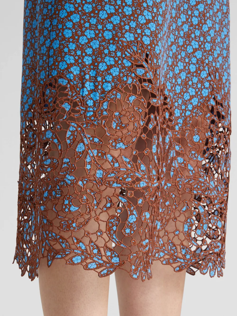 Ermanno Scervino Midi-jurk met bloemenprint Blauw