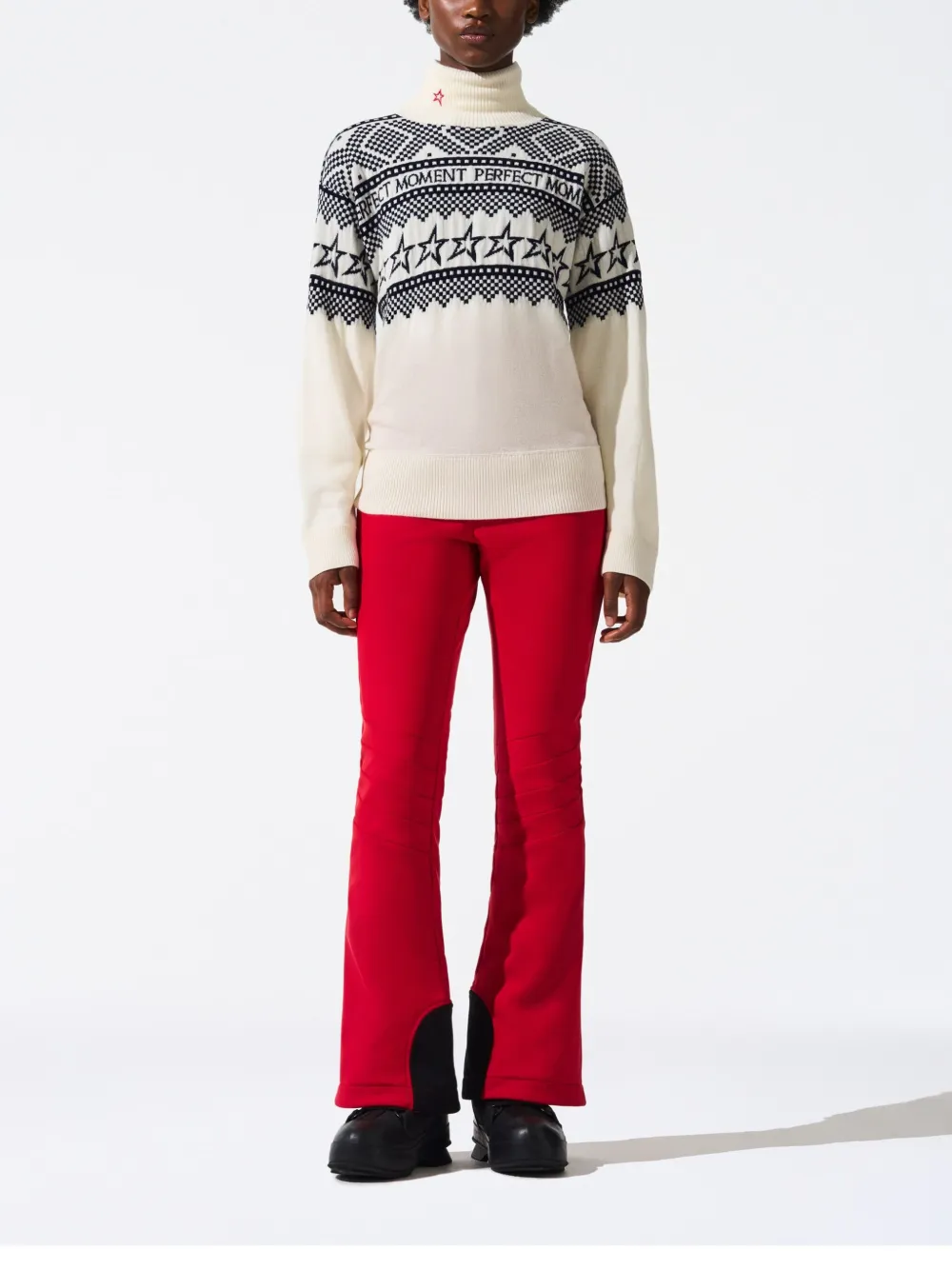 Perfect Moment Intarsia-knit Merino Wool Turtleneck Xl In White