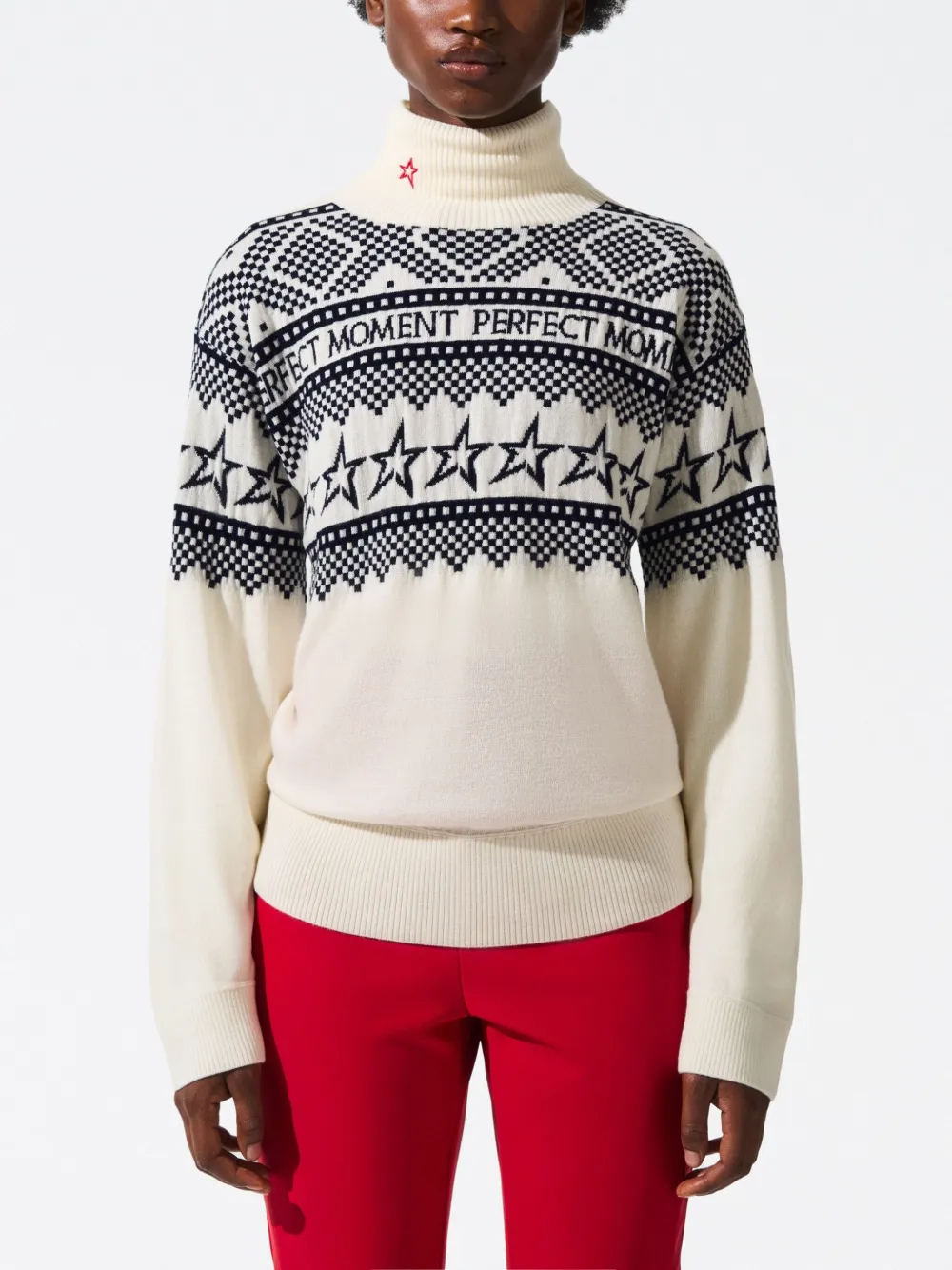 Perfect Moment Intarsia-knit Merino Wool Turtleneck Xl In White