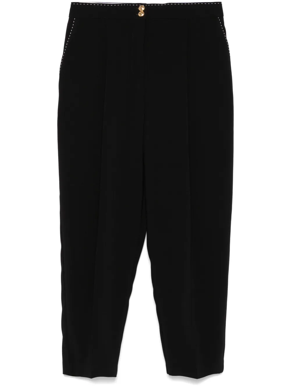Elisabetta Franchi contrasting-topstitching crepe trousers | Black | Image 1