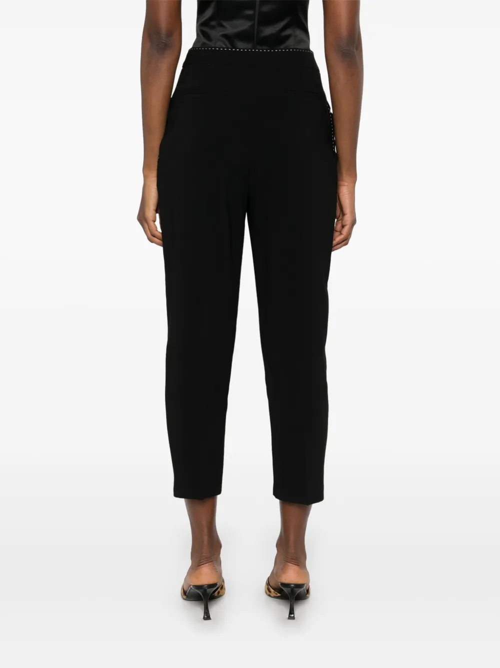 Elisabetta Franchi Crêpe broek met contrasterende stiksels Zwart